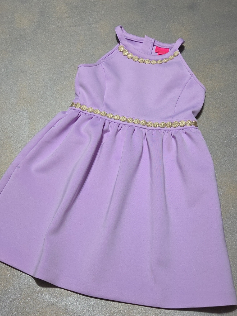 Lilly Pulitzer Lilac Party Dress with Gold Trim